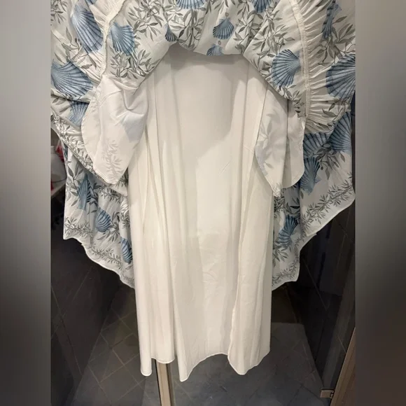 Antonio Melani x Jen Sumko Blue Shell Green Floral Cottage Core Dress Size 12 - Picture 6 of 7